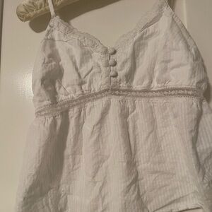 Elegant White Lace Trimmed Women's Top